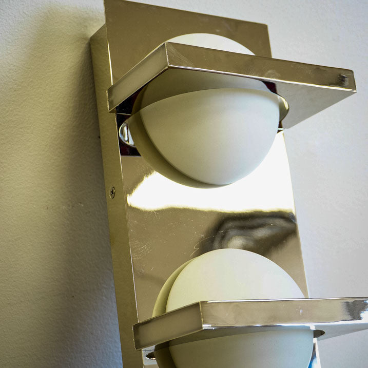 18-Inch W – 3-Light Chrome Wall Sconce with White Globe Shades