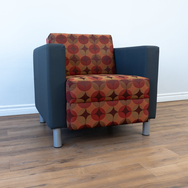 Lounge Chair - Retro Geometric Pattern Upholstery