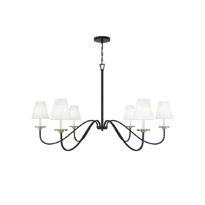 Scandinavian Style 6-Light 60-inch W Chandelier in Matte Black and Brass