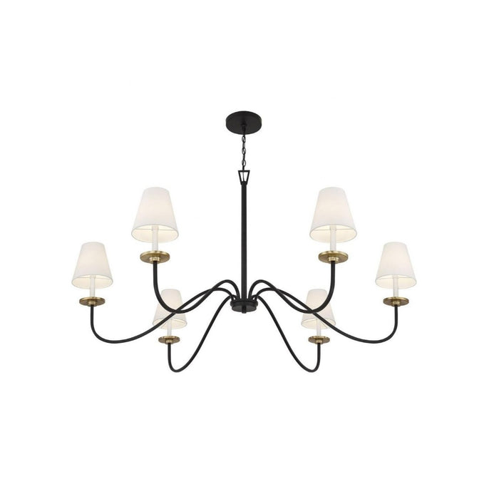 Scandinavian Style 6-Light 60-inch W Chandelier in Matte Black and Brass