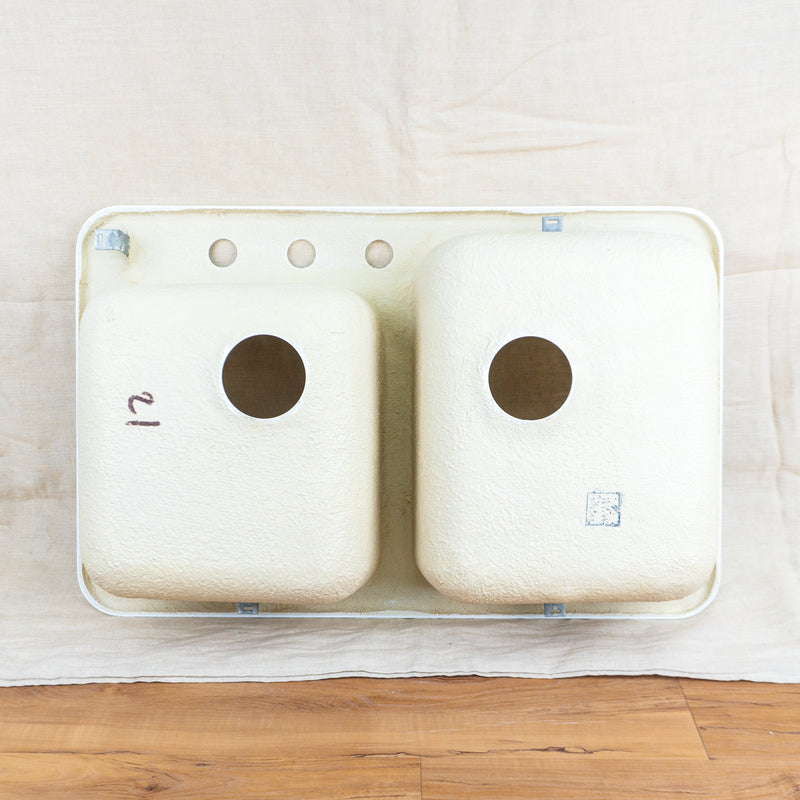 Monetery White Acrylic Double Bowl Kitchen Sink