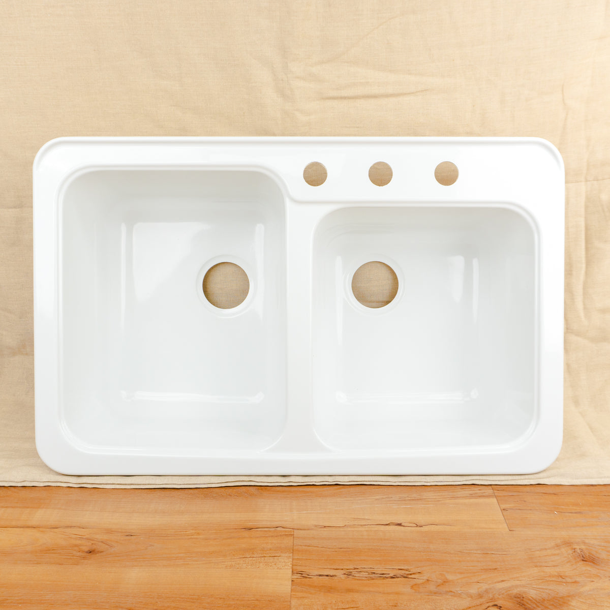 Monetery White Acrylic Double Bowl Kitchen Sink