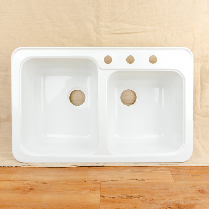 Monetery White Acrylic Double Bowl Kitchen Sink