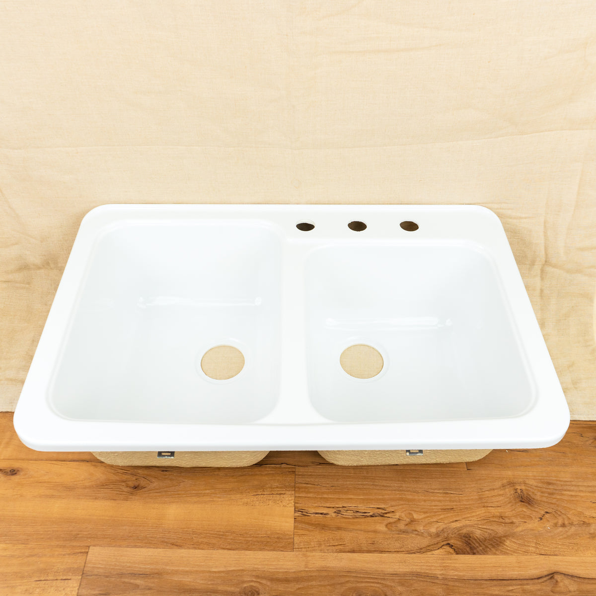 Monetery White Acrylic Double Bowl Kitchen Sink