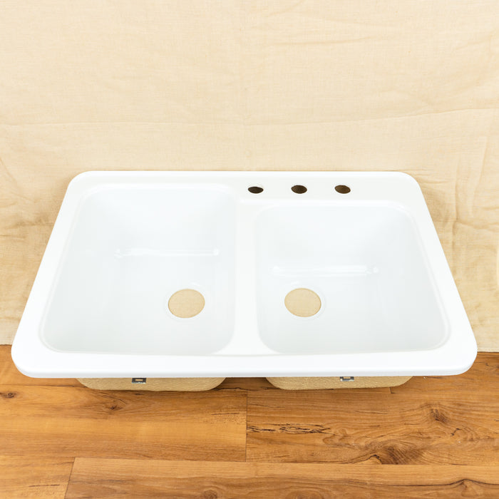 Monetery White Acrylic Double Bowl Kitchen Sink