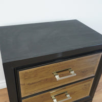 26-inch W 2-Drawer Wooden Nightstand in Black w/ Mirrored Front