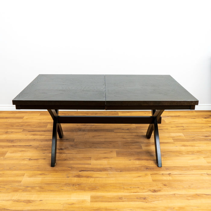 X-Base Espresso Wood Dining Table With Leaf