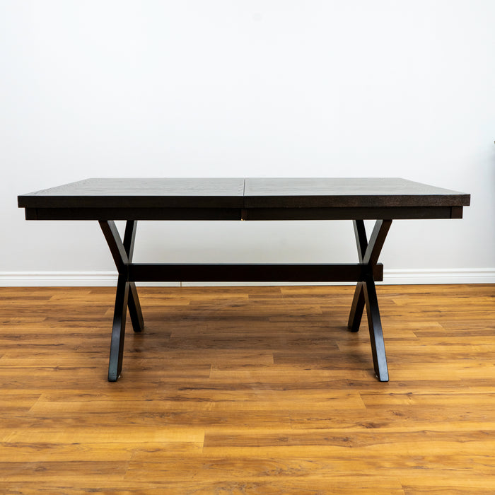 X-Base Espresso Wood Dining Table With Leaf
