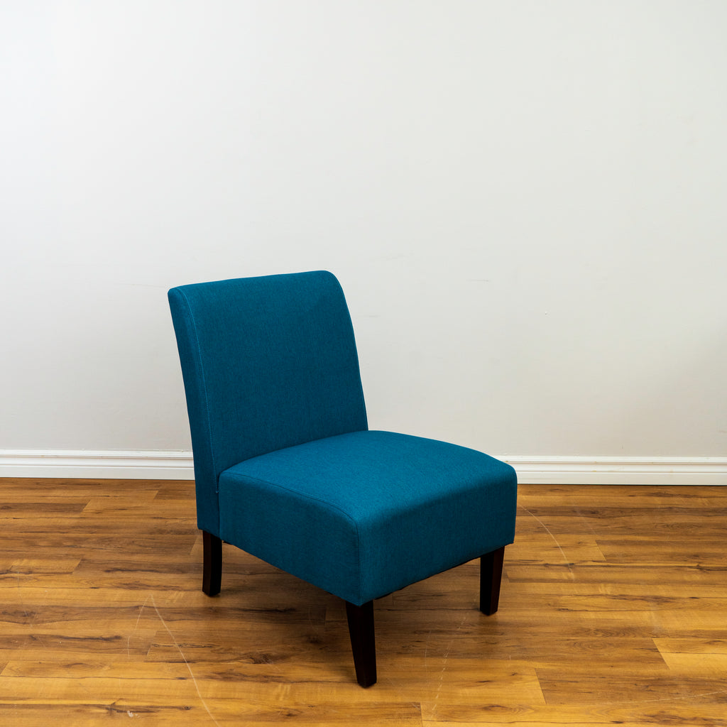 Blue Linen Armless Accent Chair