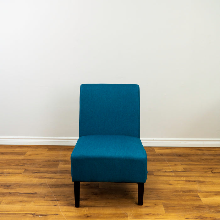 Blue Linen Armless Accent Chair