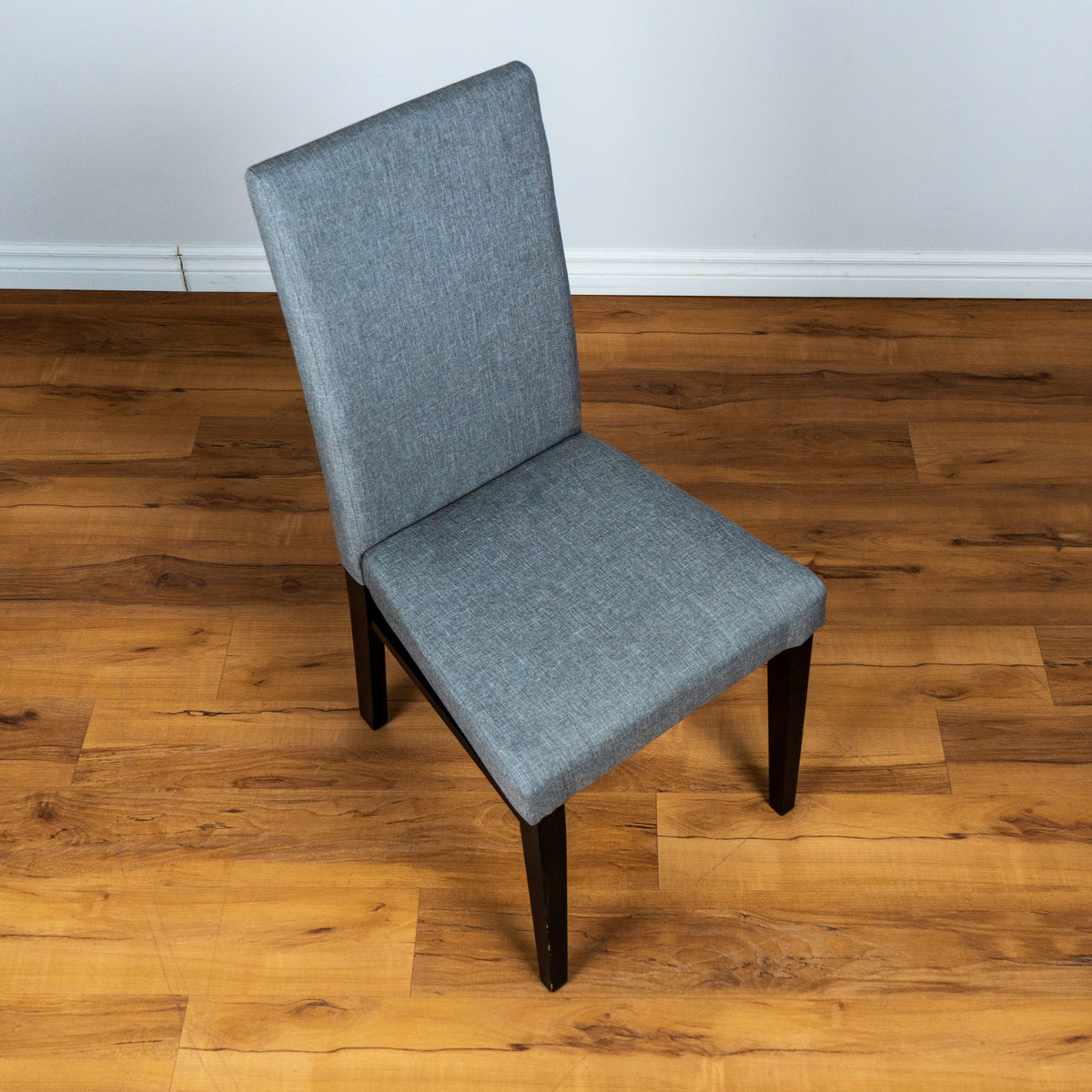 Grey Upholstered Linen Fabric Dining Chair