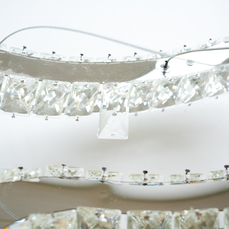 Modern Two-Tiered Crystal Loop Chandelier