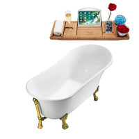 55″ Streamline Clawfoot Tub and Tray With External Drain