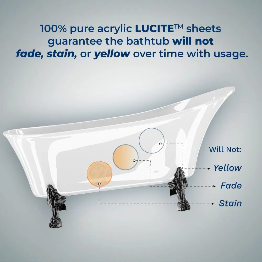 55″ Streamline Clawfoot Tub and Tray With External Drain