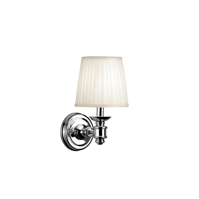 Nadia 10-in. 1-Light Wall Sconce in Chrome with Pleated Fabric Shade, 15559-012