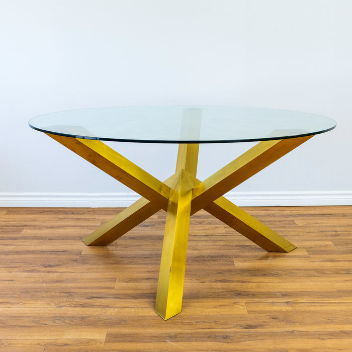 Circular Dining Table With Gold Base