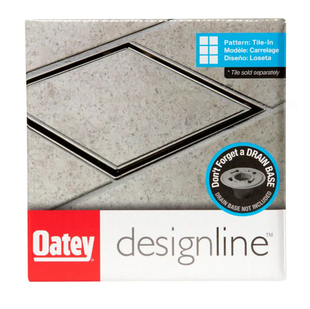 4" x4" Stainless Steel Square Shower Drain with Tile-In Pattern Drain Cover