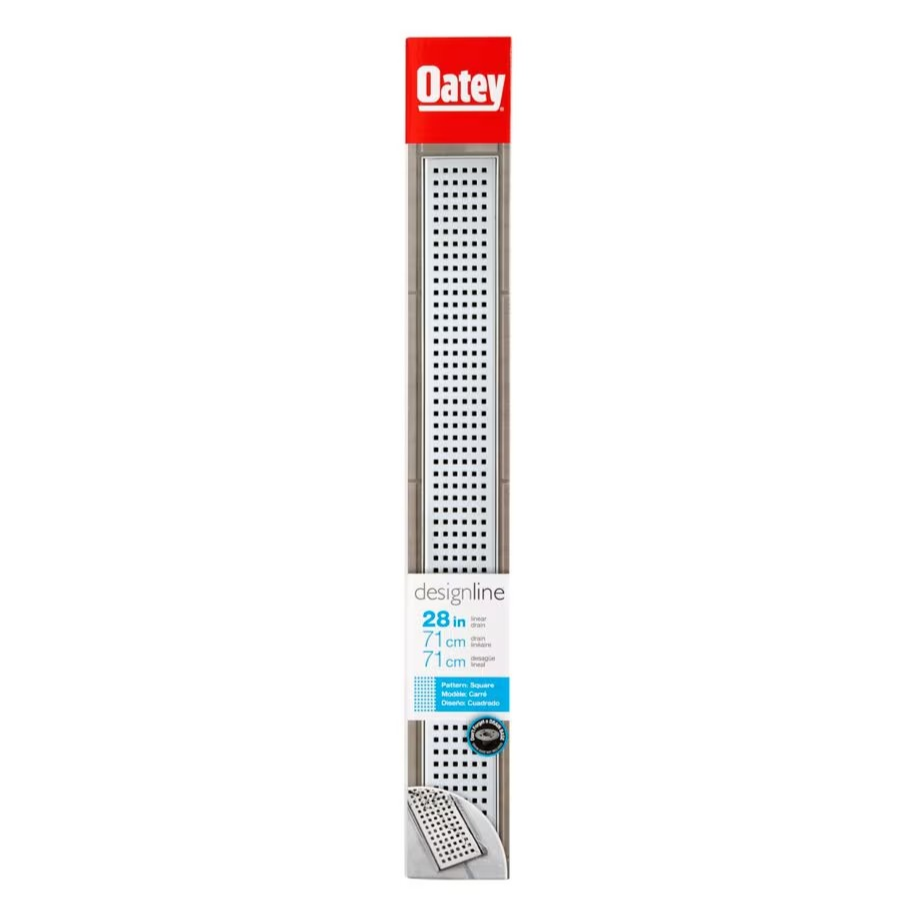 Oatey 28 inch Linear Drain Square Grate in Stainless Steel