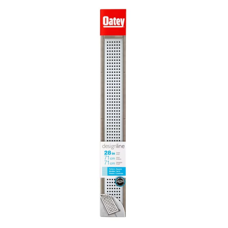 Oatey 28 inch Linear Drain Square Grate in Stainless Steel