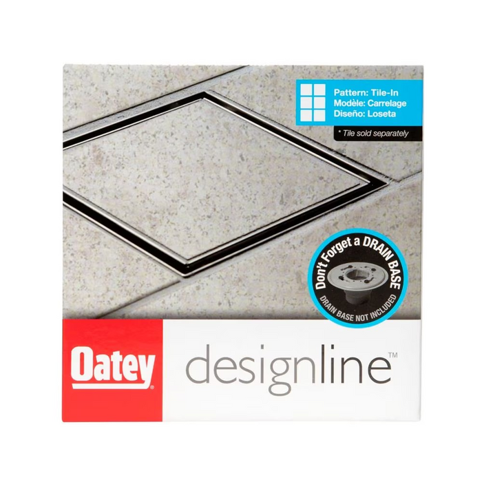 Oatey Designline 6x6 in. Square Shower Drain with Tile-In Pattern Drain Cover in Stainless Steel