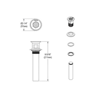 Elkay 1-1/2" Drain Fitting Chrome Plated Brass with Perforated Grid and Tailpiece