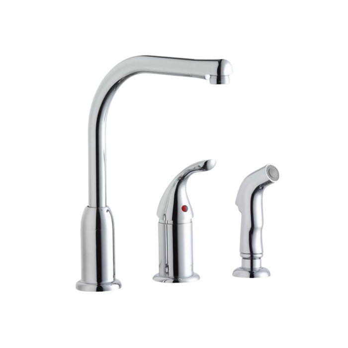 Elkay Everyday Kitchen Deck Mount Faucet with Remote Lever Handle and Side Spray Chrome