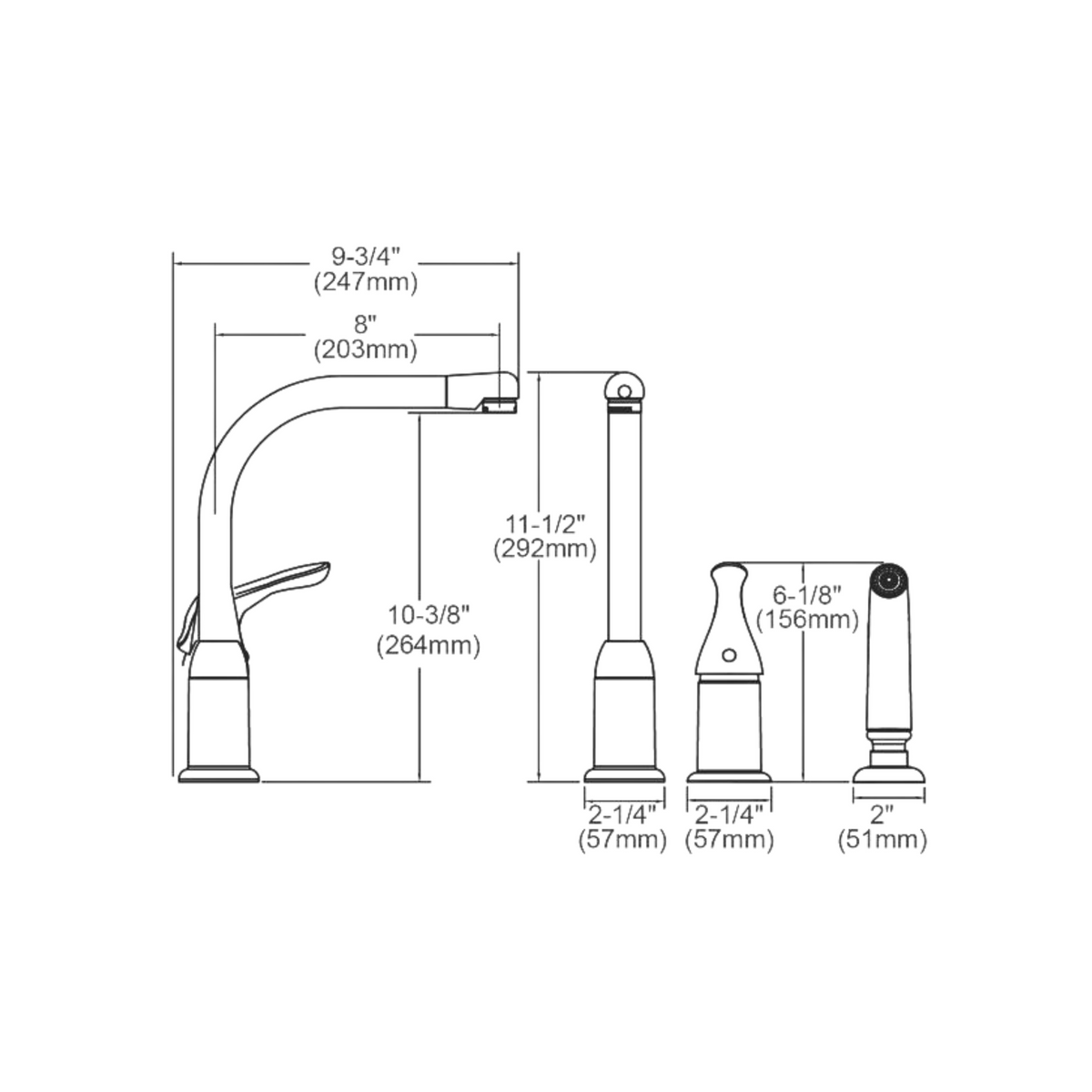 Elkay Everyday Kitchen Deck Mount Faucet with Remote Lever Handle and Side Spray Chrome