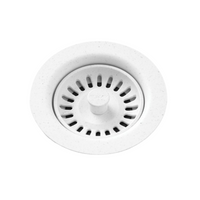 Elkay Polymer Drain Fitting with Removable Basket Strainer and Rubber Stopper White