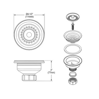 Elkay Polymer Drain Fitting with Removable Basket Strainer and Rubber Stopper White