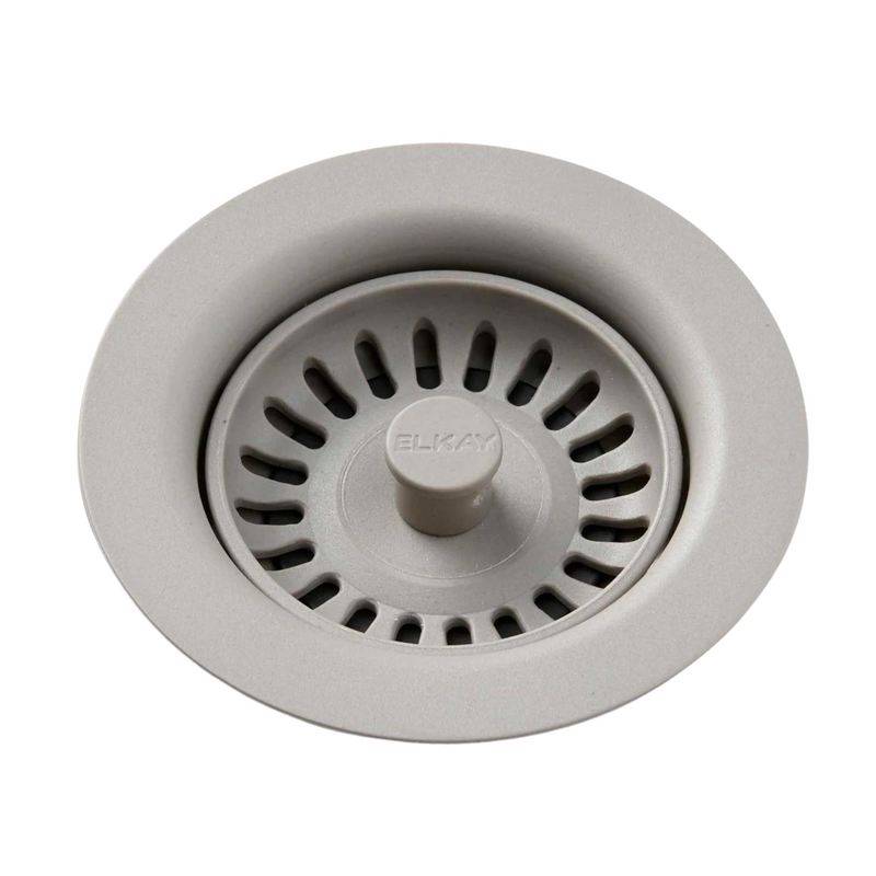Elkay Polymer Drain Fitting with Removable Basket Strainer and Rubber Stopper Greige