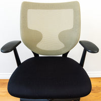 Office Chair - Ecru Mesh/Black Fabric - H 37" x W28" x D 28"