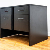 4-Drawer Black Wooden Filing Cabinet with Desk Design, Multi-Purpose