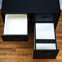 4-Drawer Black Wooden Filing Cabinet with Desk Design, Multi-Purpose