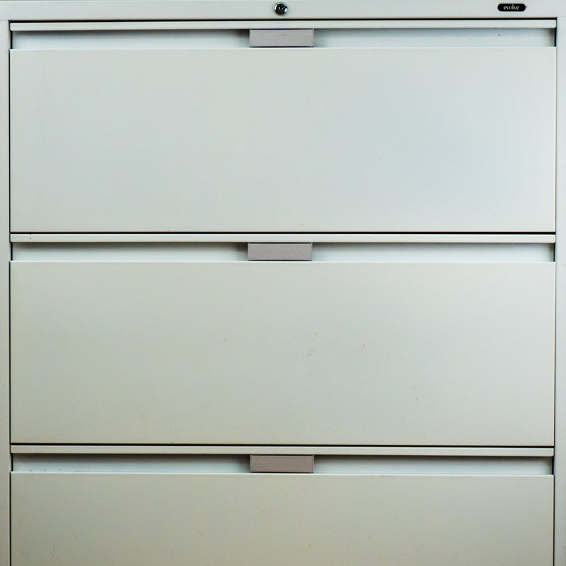 3-Drawer White Steel Filing Cabinet, 36-Inch Wide