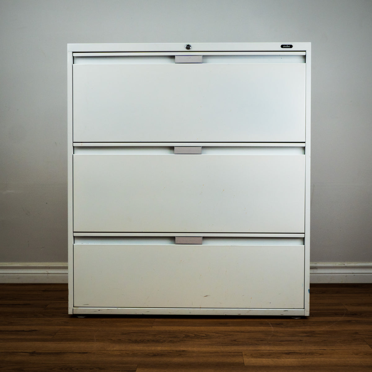 3-Drawer White Steel Filing Cabinet, 36-Inch Wide