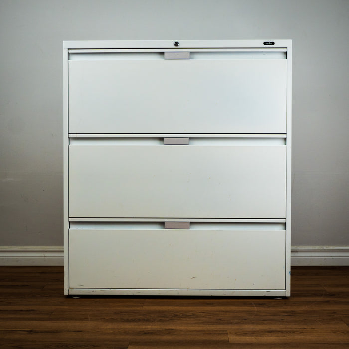 3-Drawer White Steel Filing Cabinet, 36-Inch Wide