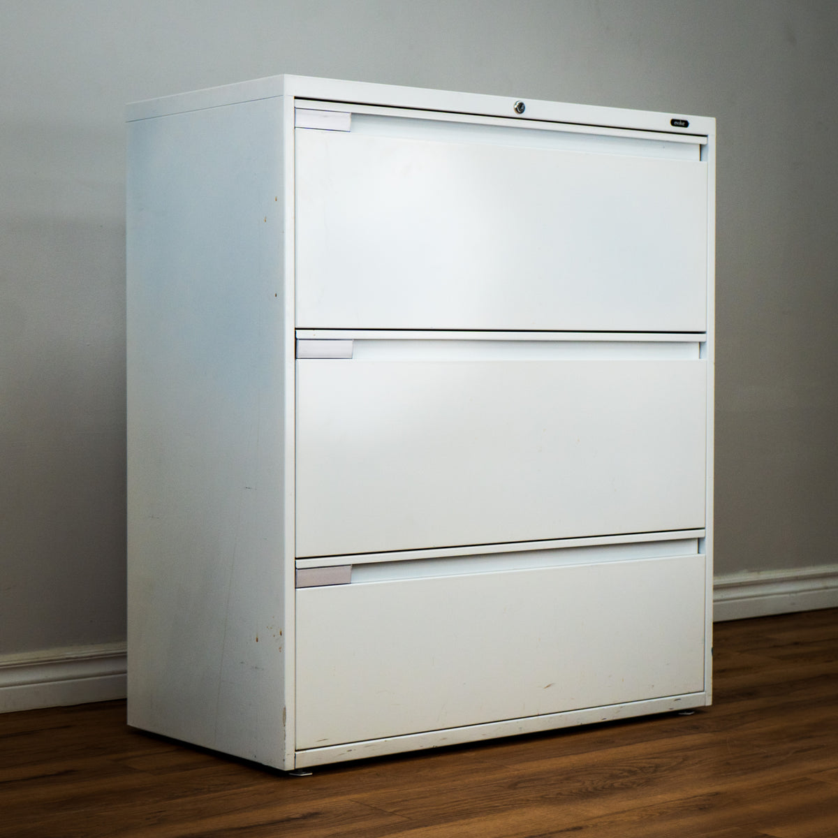 3-Drawer White Steel Filing Cabinet, 36-Inch Wide