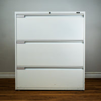 3-Drawer White Steel Filing Cabinet, 36-Inch Wide