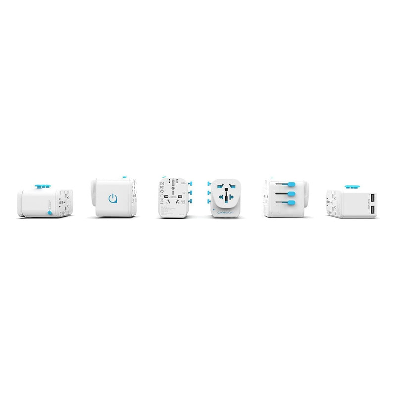 Oneadaptr OneWorld DUO, All-In-One World Adapter with Dual USB Charger