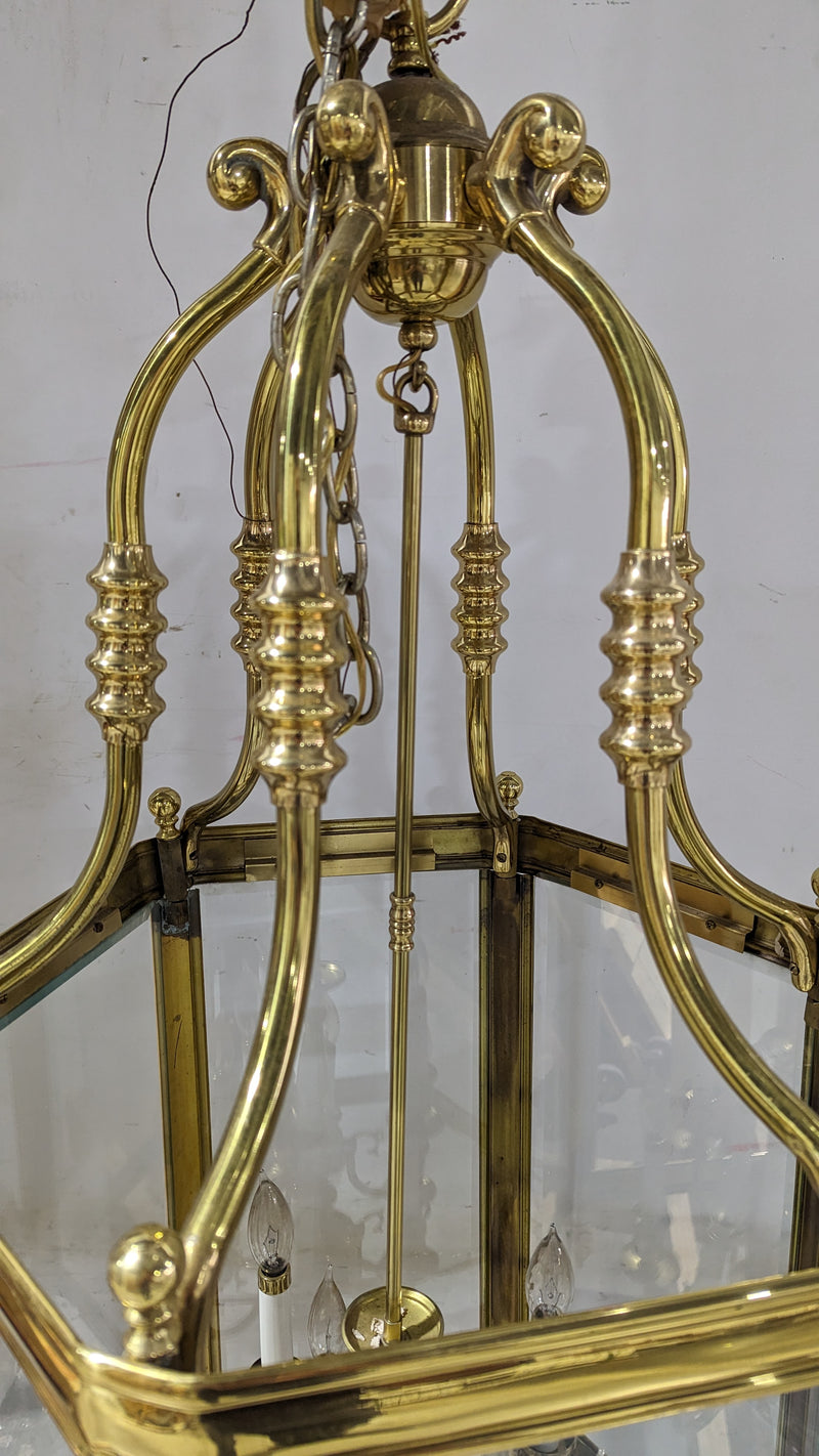24"W Ornate Brass 9-Light Chandelier