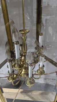 24"W Ornate Brass 9-Light Chandelier