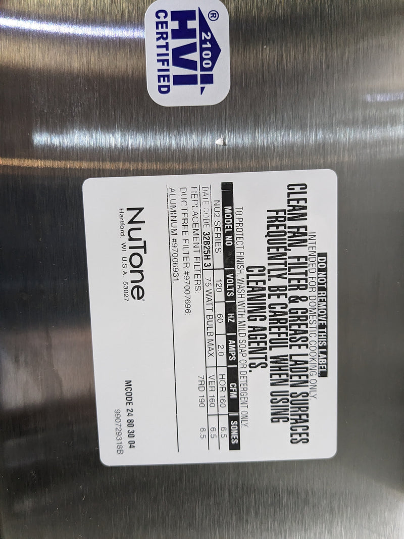NuTone 30 in Range Hood