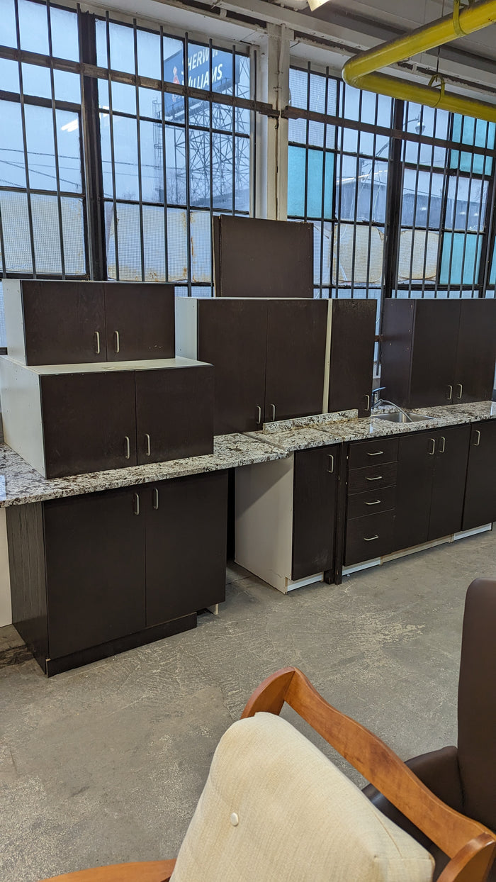 Ebony Kitchen w/ Grey Natural Stone & Island