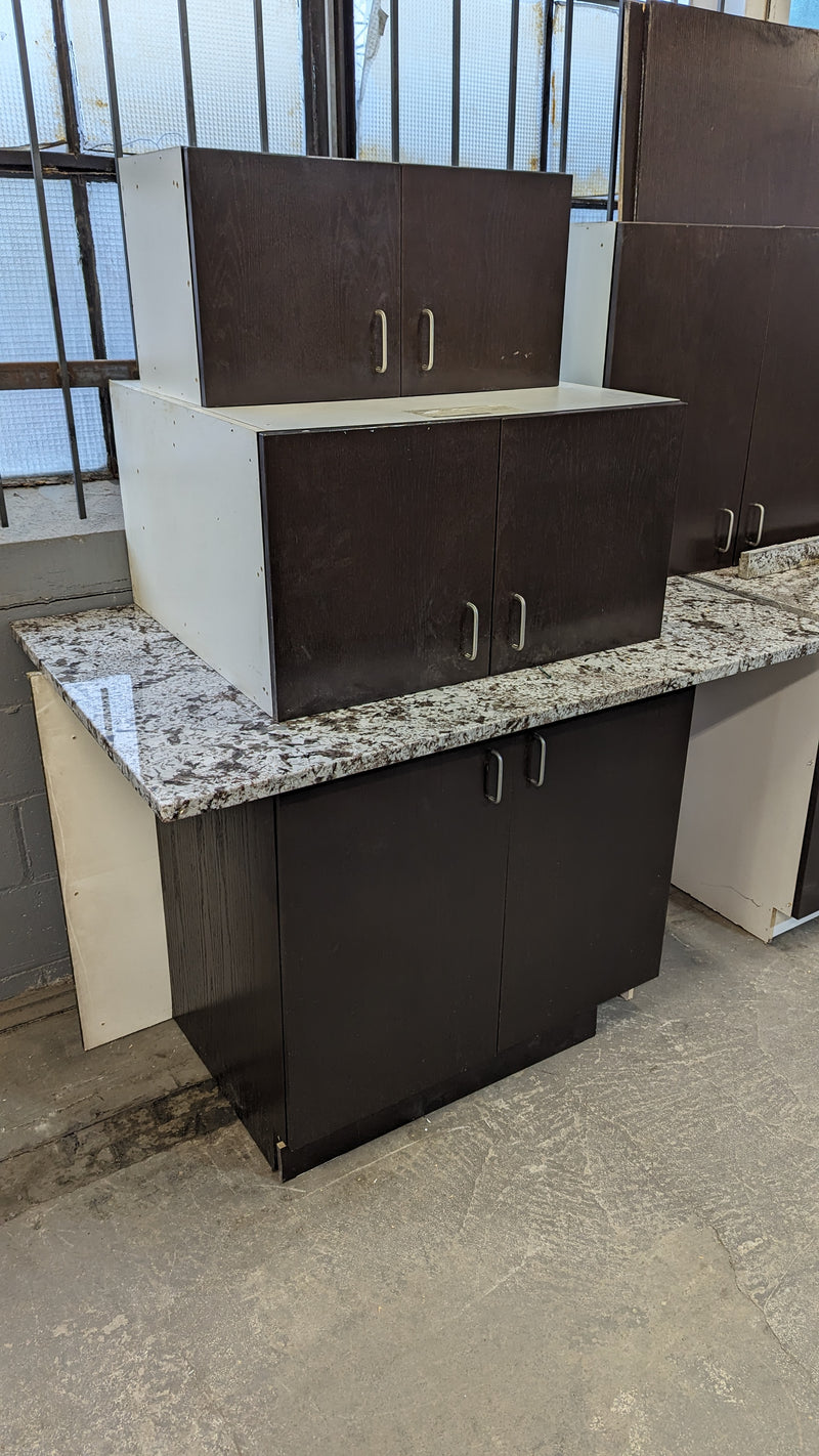 Ebony Kitchen w/ Grey Natural Stone & Island