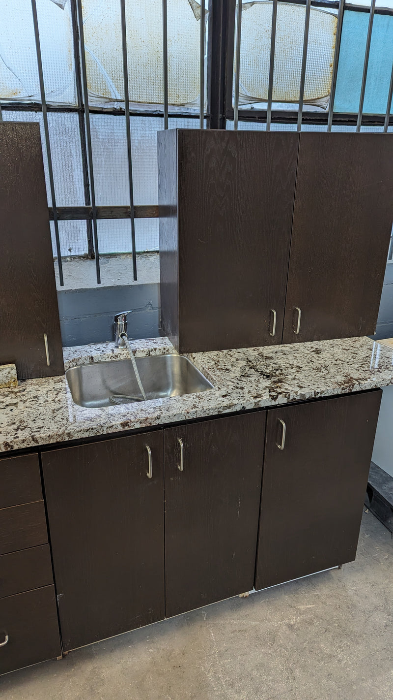 Ebony Kitchen w/ Grey Natural Stone & Island