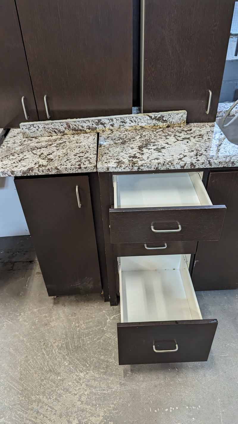 Ebony Kitchen w/ Grey Natural Stone & Island