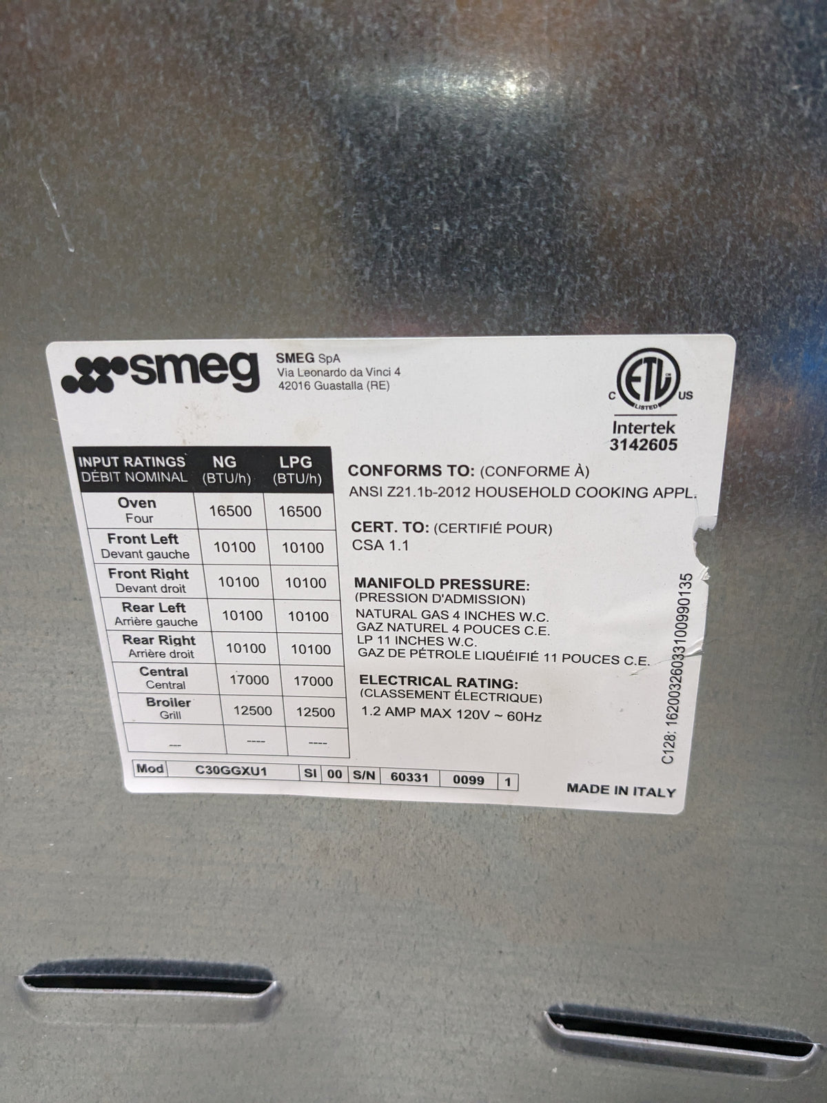 Smeg C30GGXU1 30 Inch Gas Range