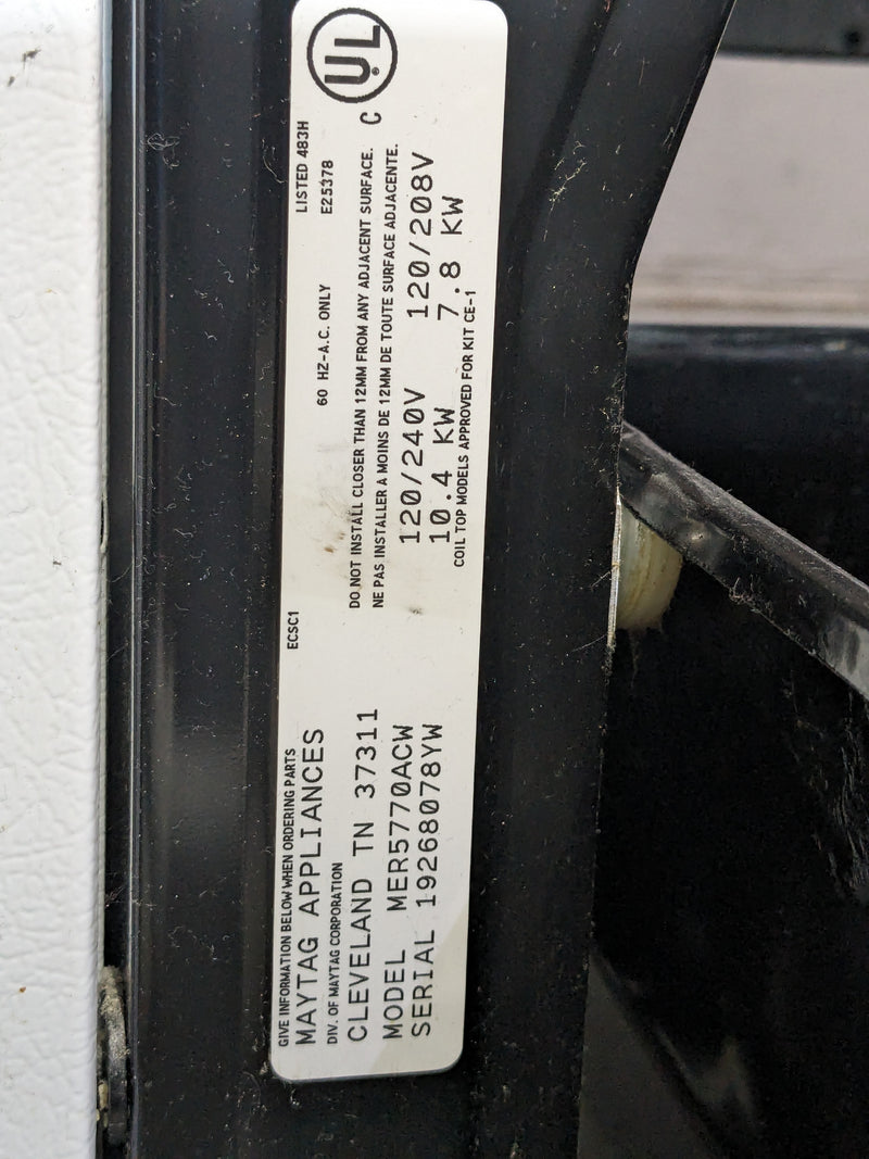 White Maytag  Electric Stove MO. MER5770ACW