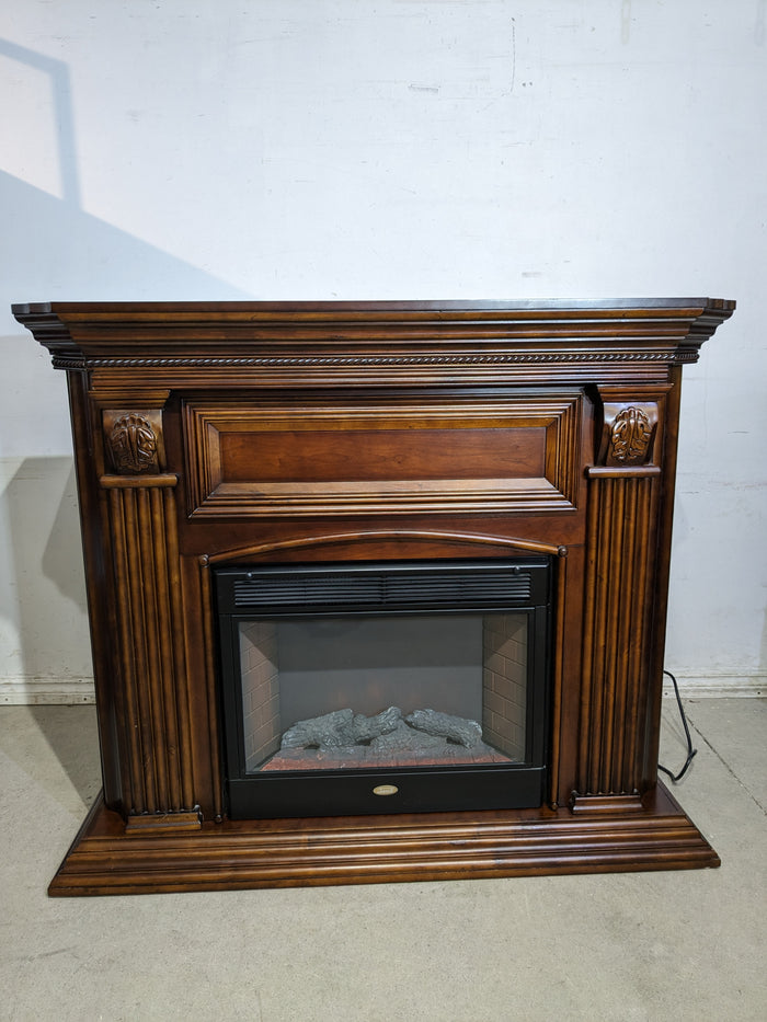 Mahogany Finish Fireplace Mantel w/ Coleman Electric Fireplace