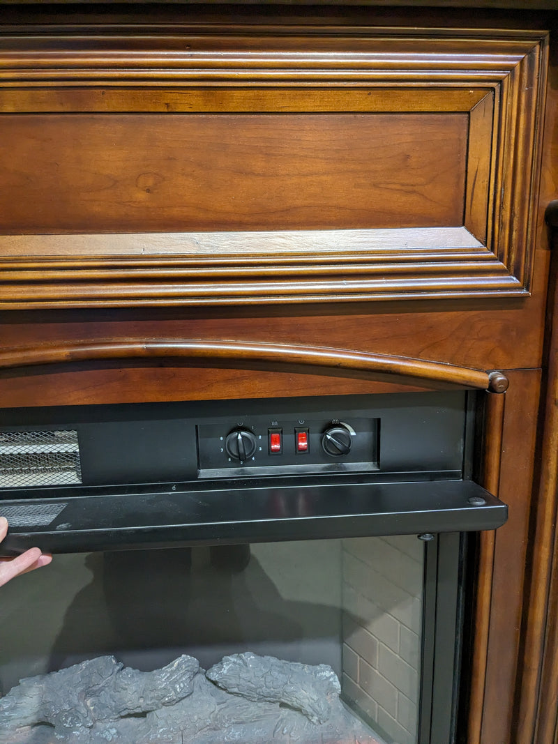 Mahogany Finish Fireplace Mantel w/ Coleman Electric Fireplace